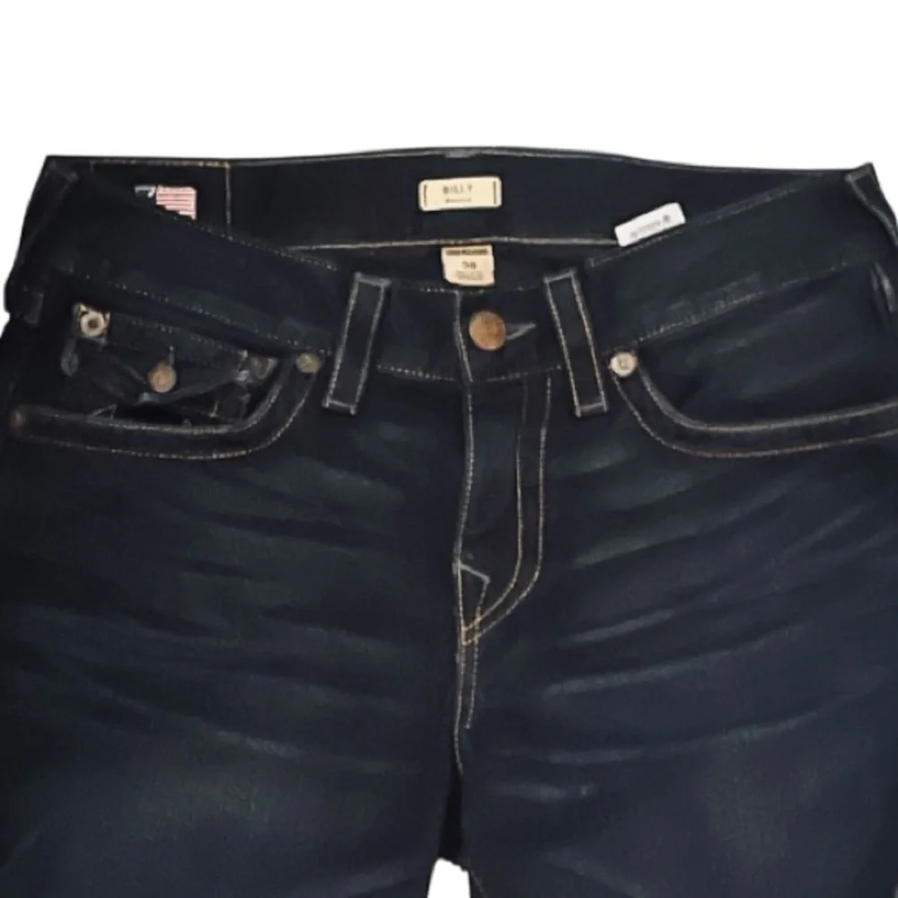 True Religion Billy Bootcut with Flaps Cotton Dark Wash Jeans Sz 30 35”Wx31”